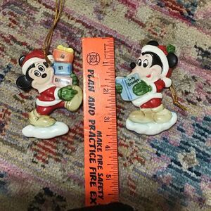 Vintage Set of two grandma and grandpa Mickey Mouse Christmas ornaments